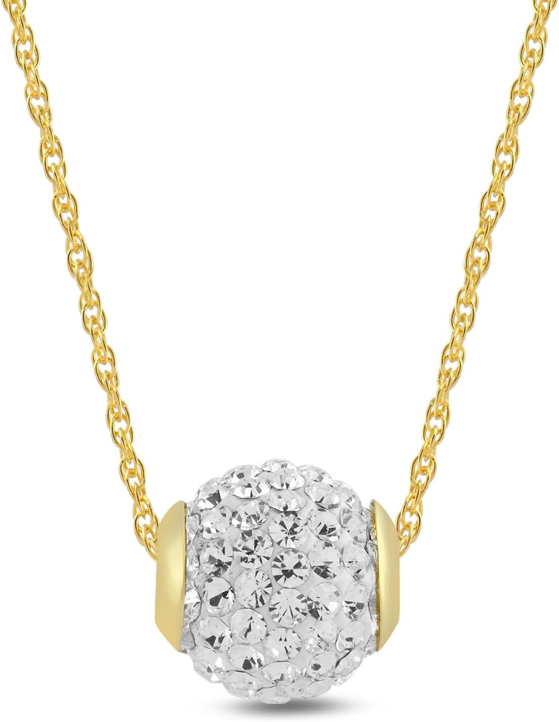 10K Gold Slide Ball Pendant Necklace with Swarovski Crystals