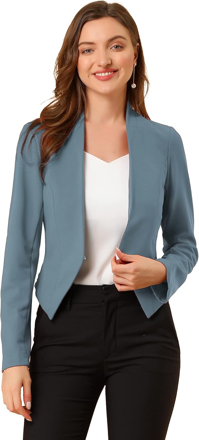 Allegra K Women's Cropped Blazer for Business Casual Style