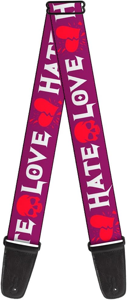 Purple Love & Hate Guitar Strap by Buckle-Down