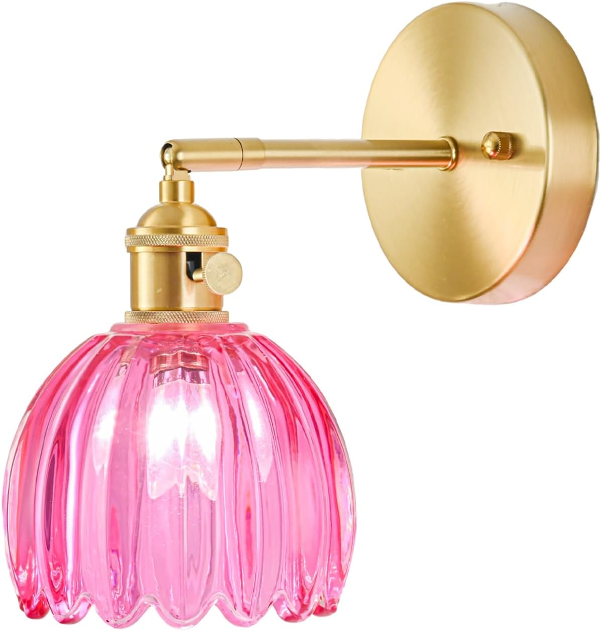 Vintage Hardwired Wall Sconce Light with Ruby Red Glass Shade