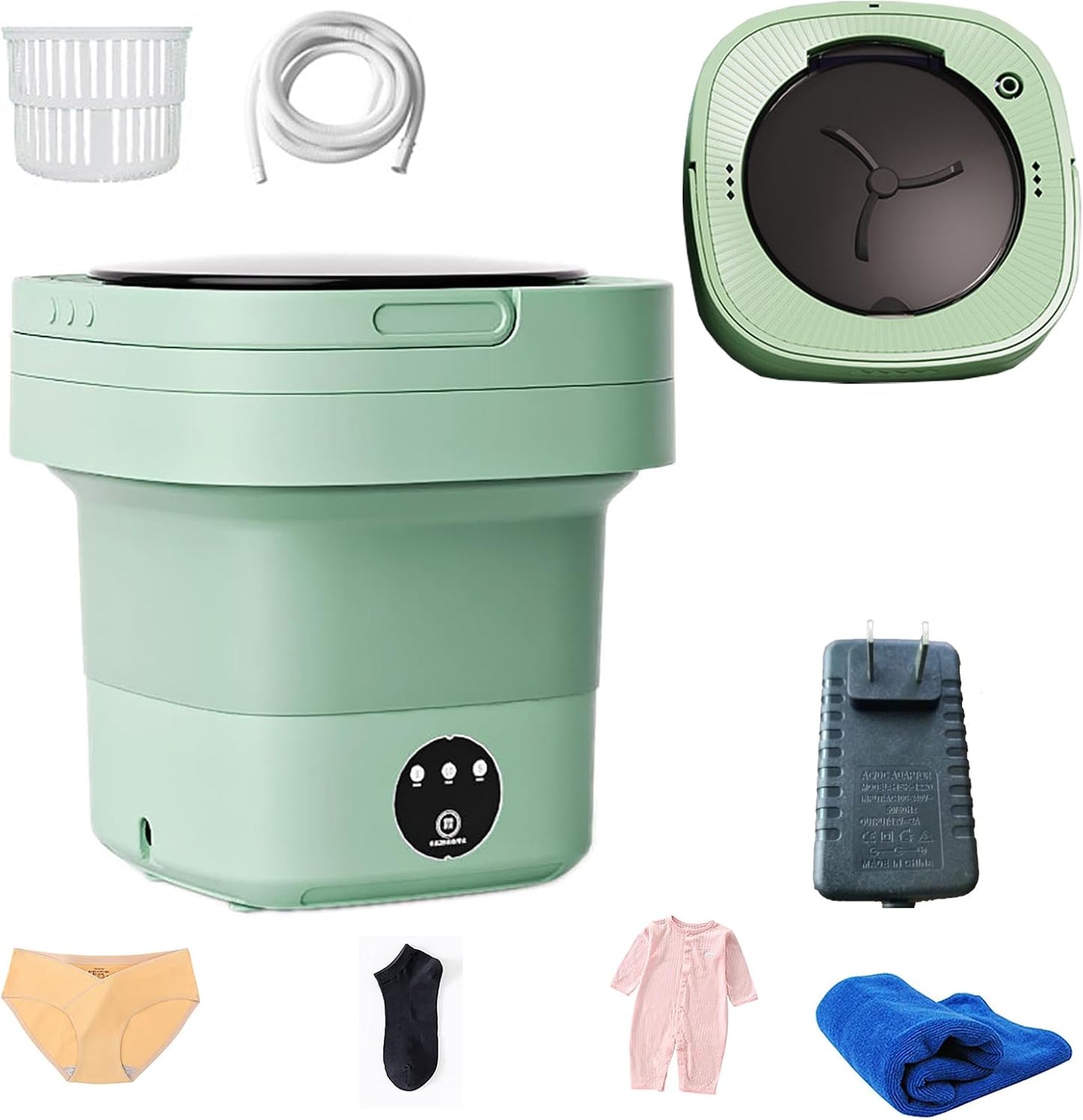 8L Portable Mini Washer - Soft Spin Dry - Green