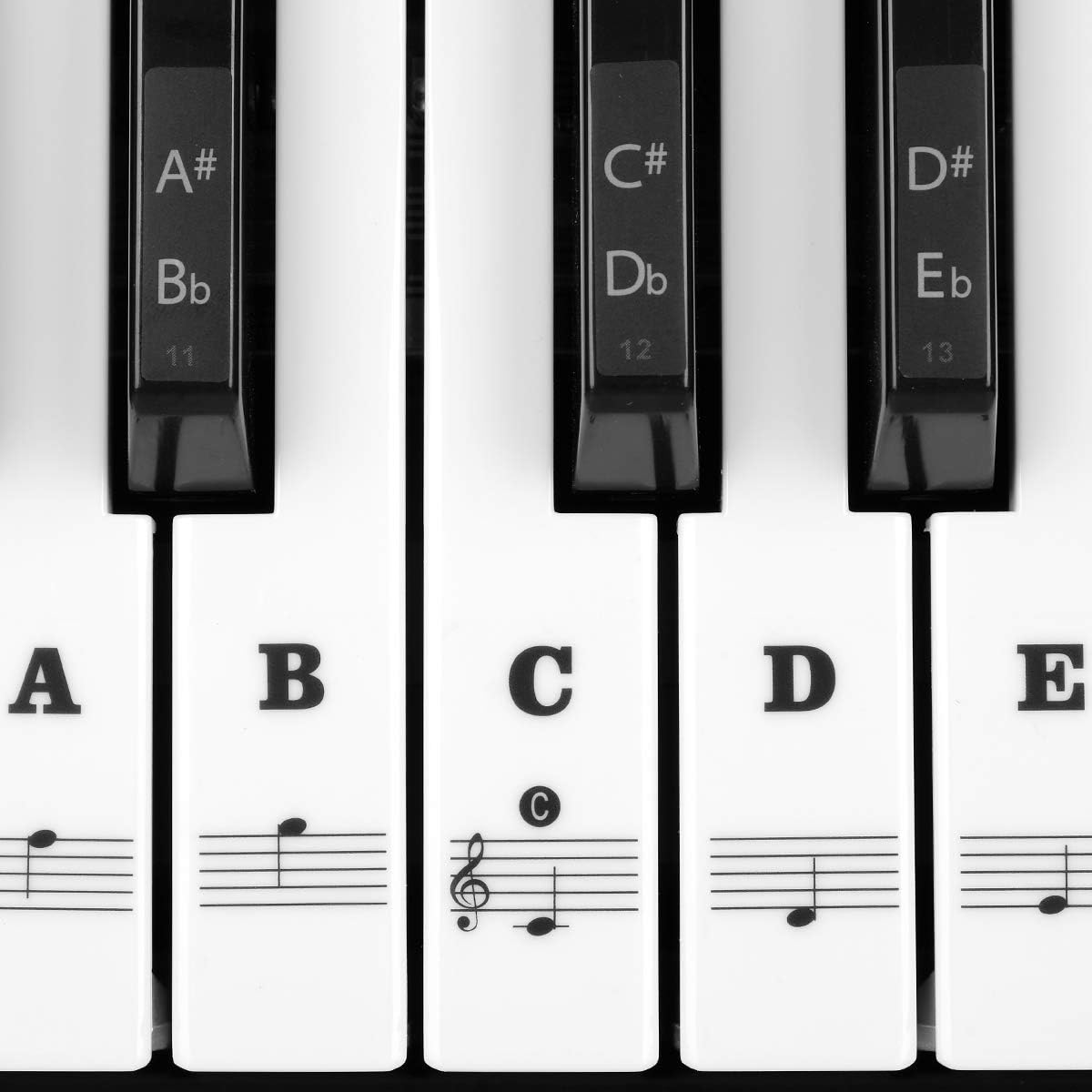 Eison Piano Stickers - Removable, Easy-Learn, Black