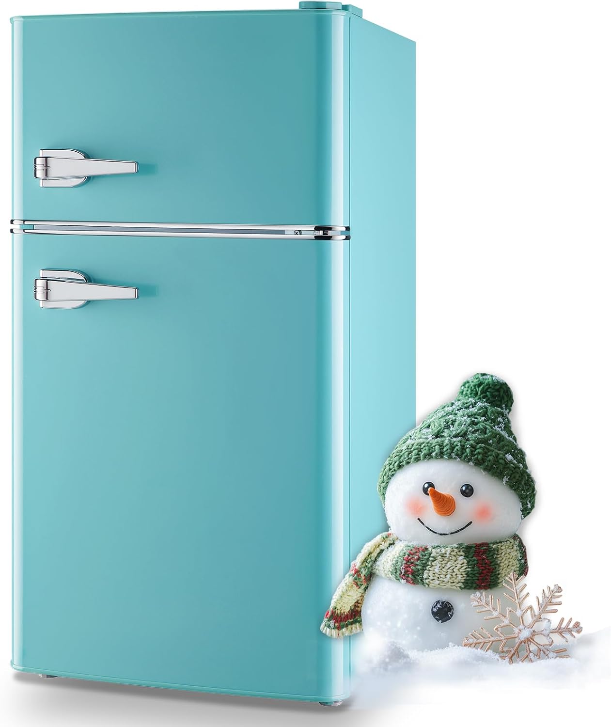 Small Refrigerator with Freezer Double Door Mini Fridge for Dorm