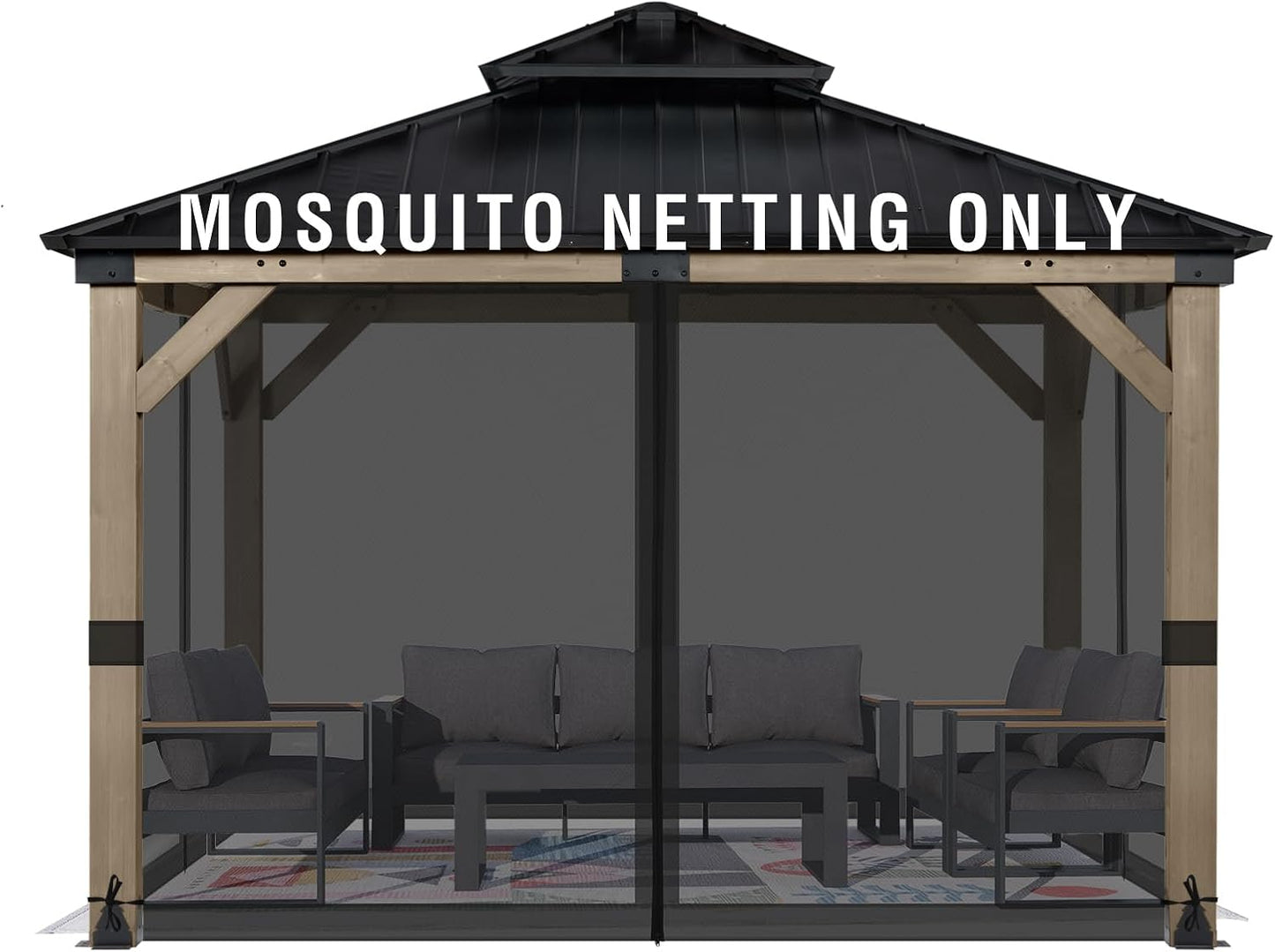 Aoodor 10x10 ft Gazebo Mosquito Netting for Outdoor Spaces