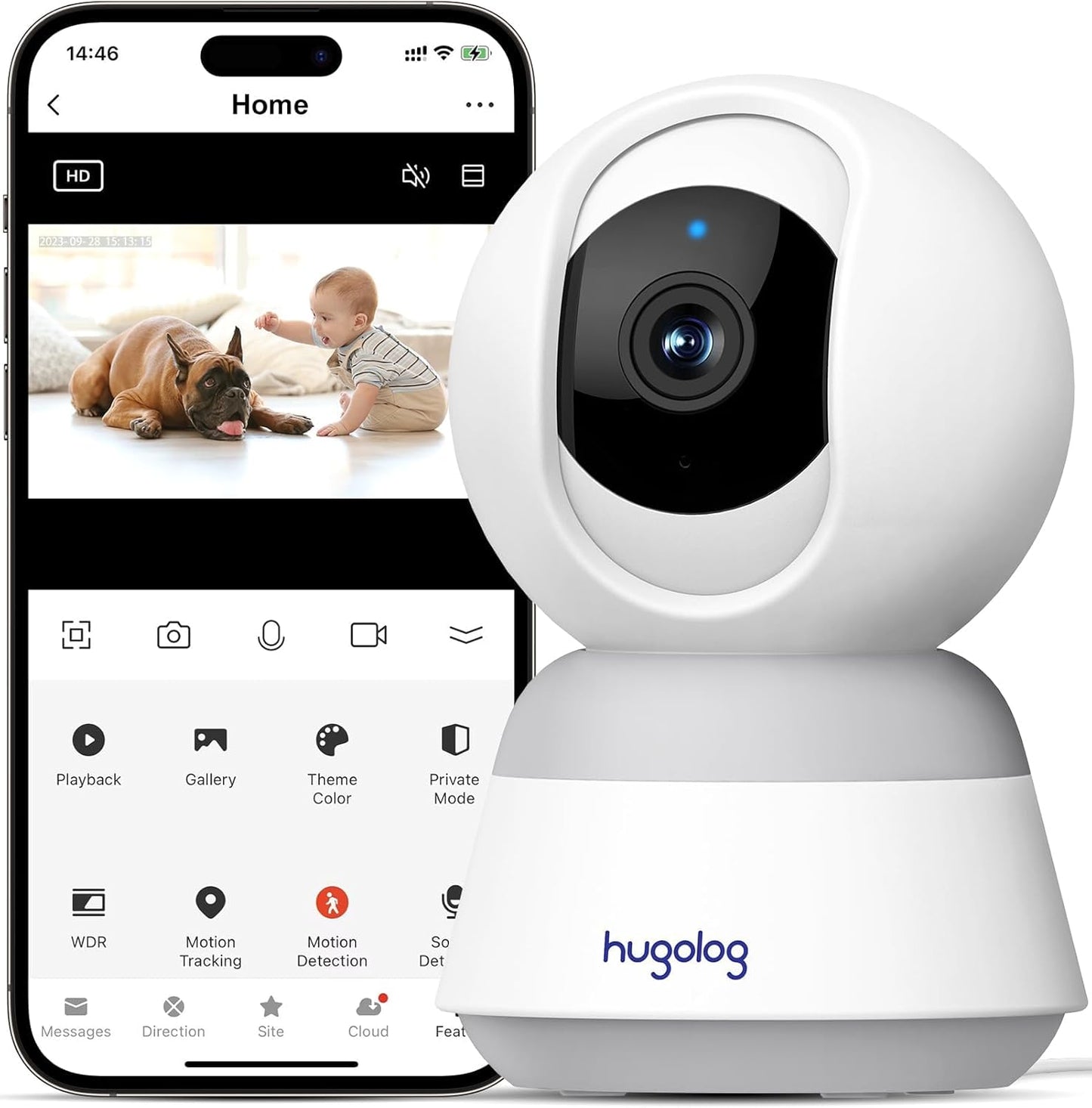 Hugolog 5MP Pan/Tilt Security Camera: Crystal Clear Night Vision