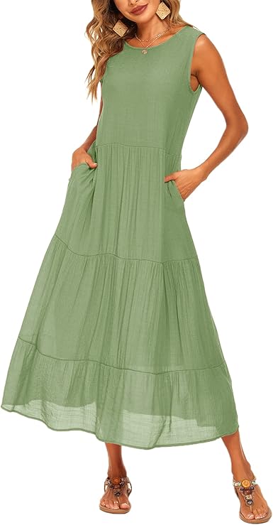 Halife Women's Summer Casual Maxi Dresses with Pockets