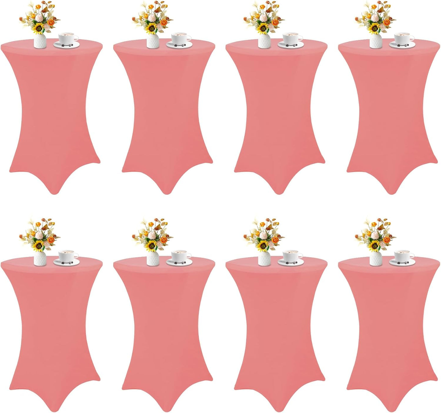 8 Pack Cocktail Table Covers for Parties and Weddings - Dusty Rose