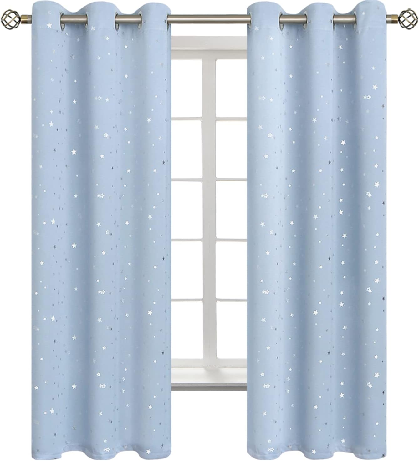 Star Room Darkening Curtains for Kids Bedroom - 42 x 63 Inch