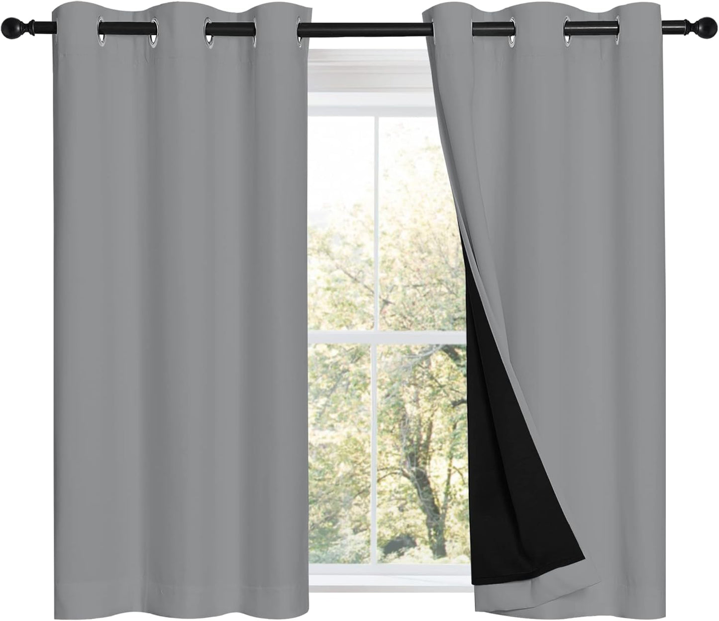 NICETOWN Silver Grey Blackout Curtains for Energy Efficiency