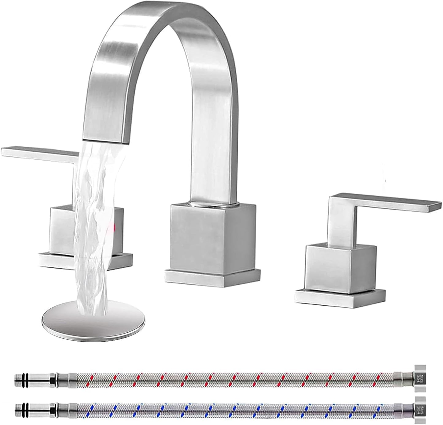 Kingo Home 3 Hole Widespread Brushed Nickel Bathroom Faucet