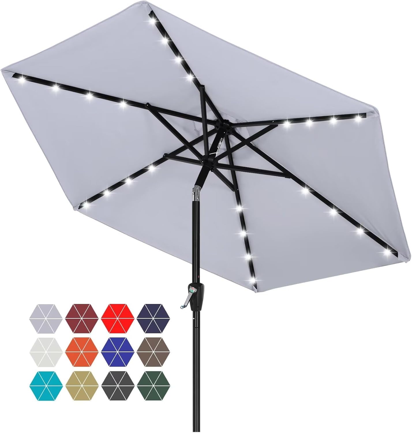 Durable Solar Led Patio Umbrellas with 24LED Lights 7.5FT