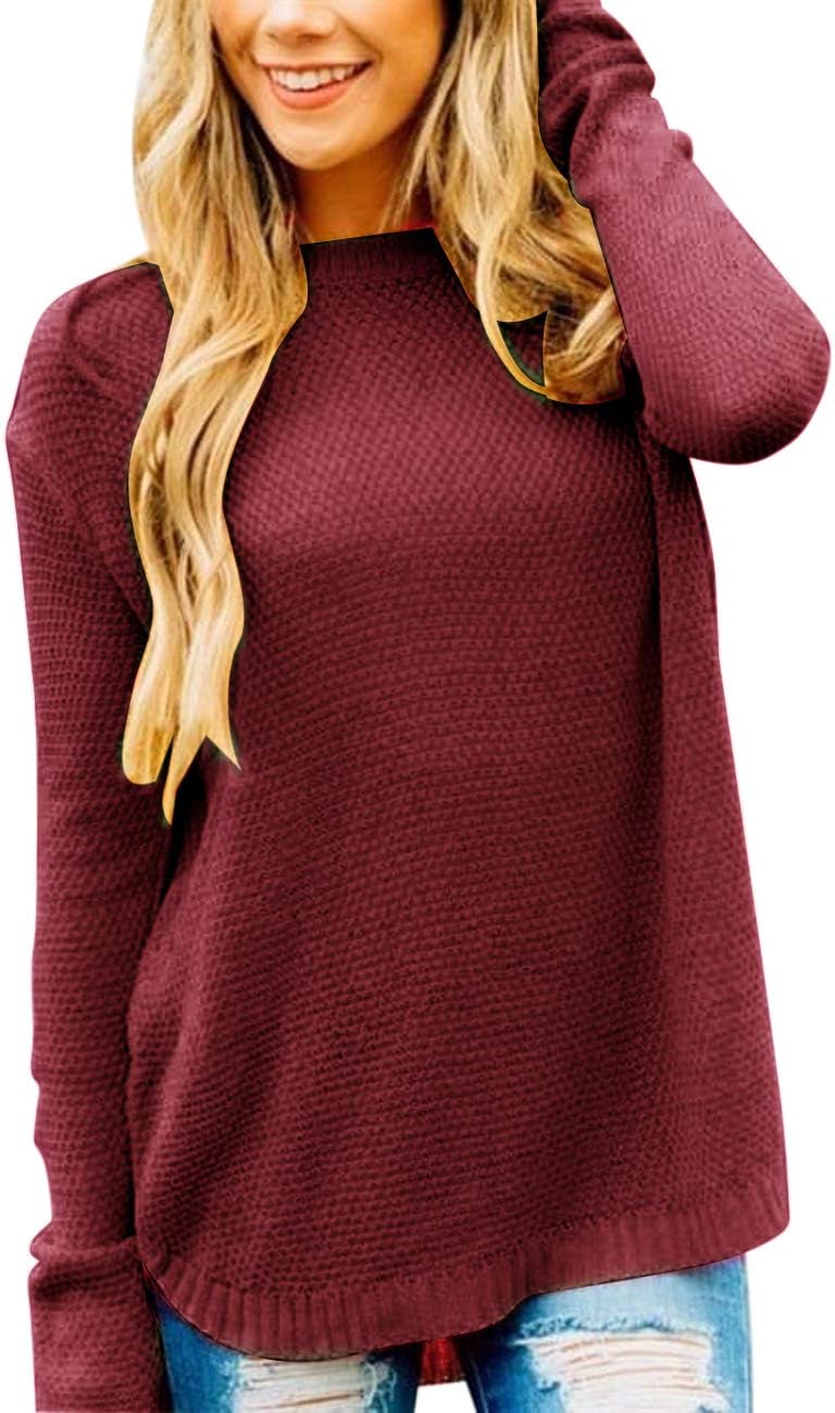 MEROKEETY Women's Oversized Crew Neck Knit Pullover Sweater