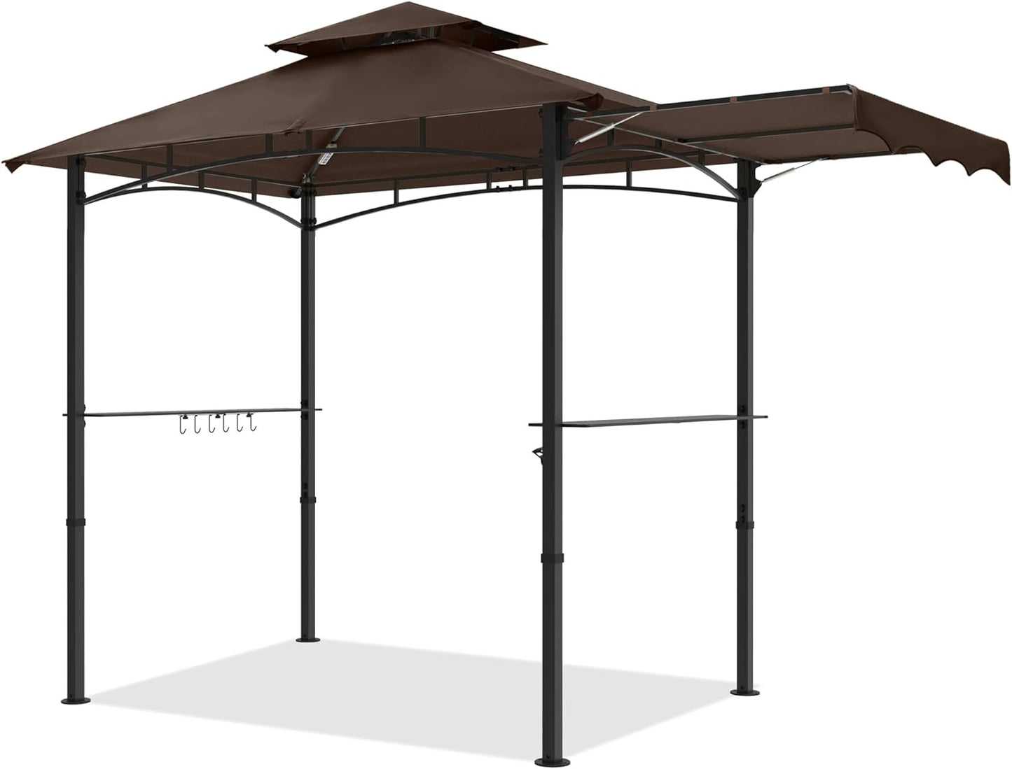 Grill Gazebo with Extra Side Awning and LED Lights for BBQ