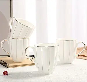 Luxury Bone-China Coffee Mug Set of 4 with Golden Trims