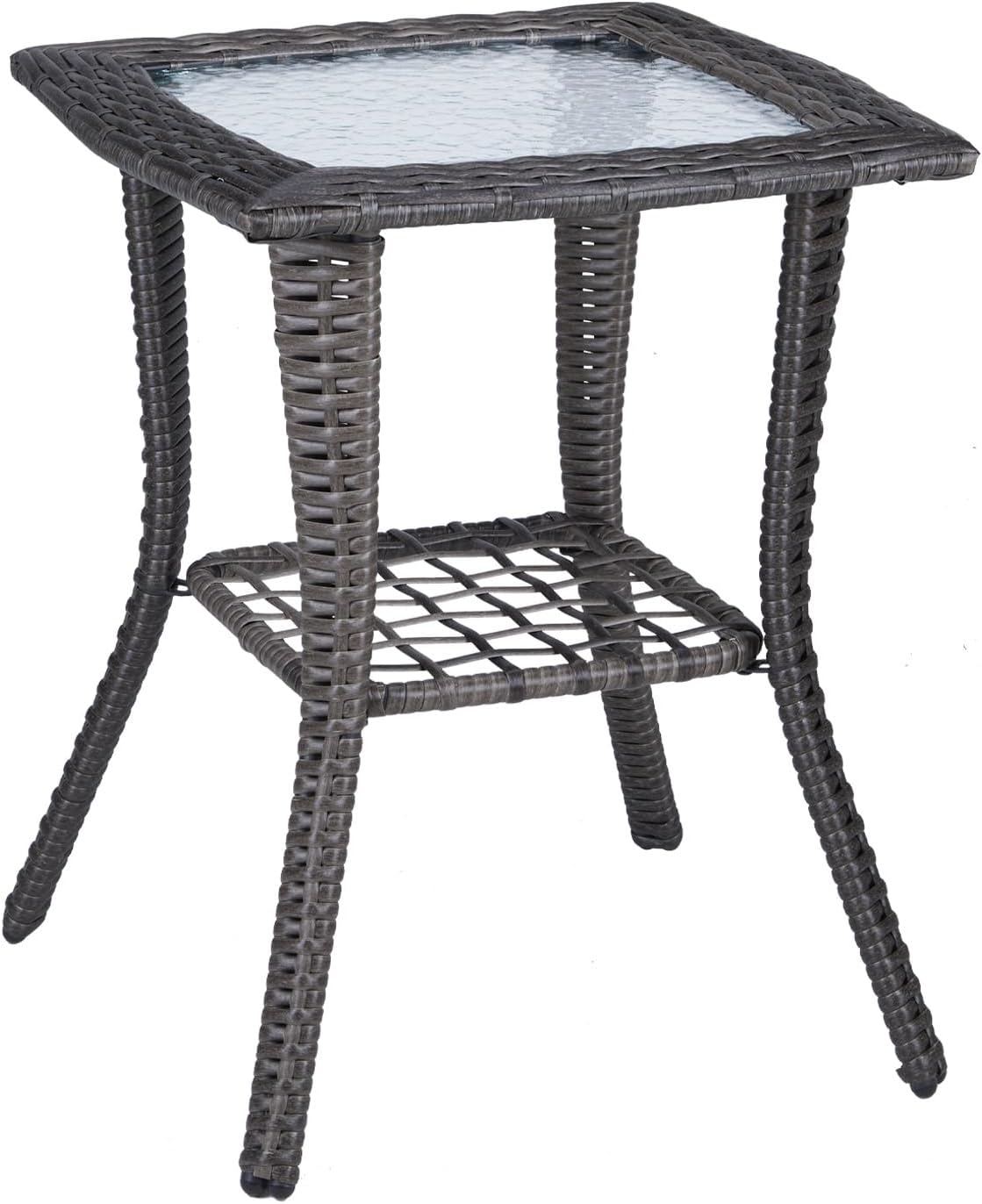 VINGLI Outdoor Side Table with Storage for Patio and Balcony
