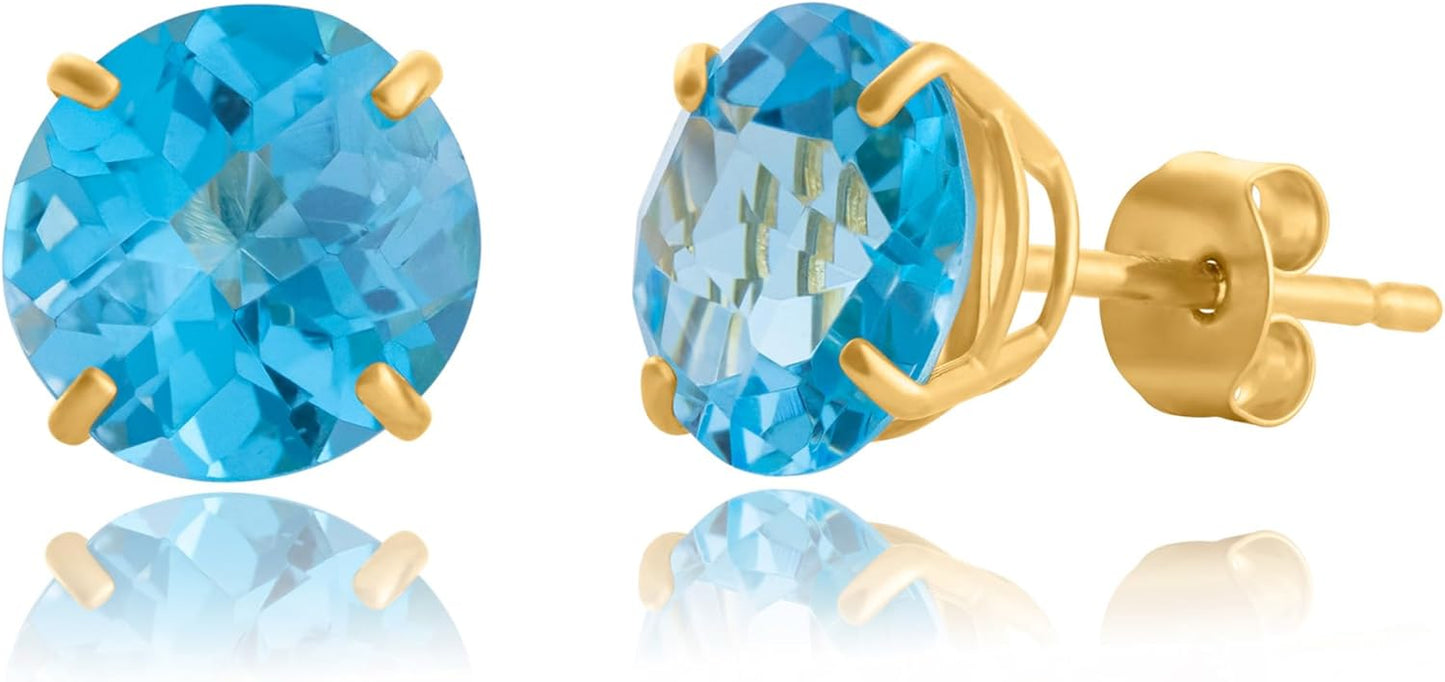 10k Gold 8mm Round Birthstone Stud Earrings for Women - Quality Style