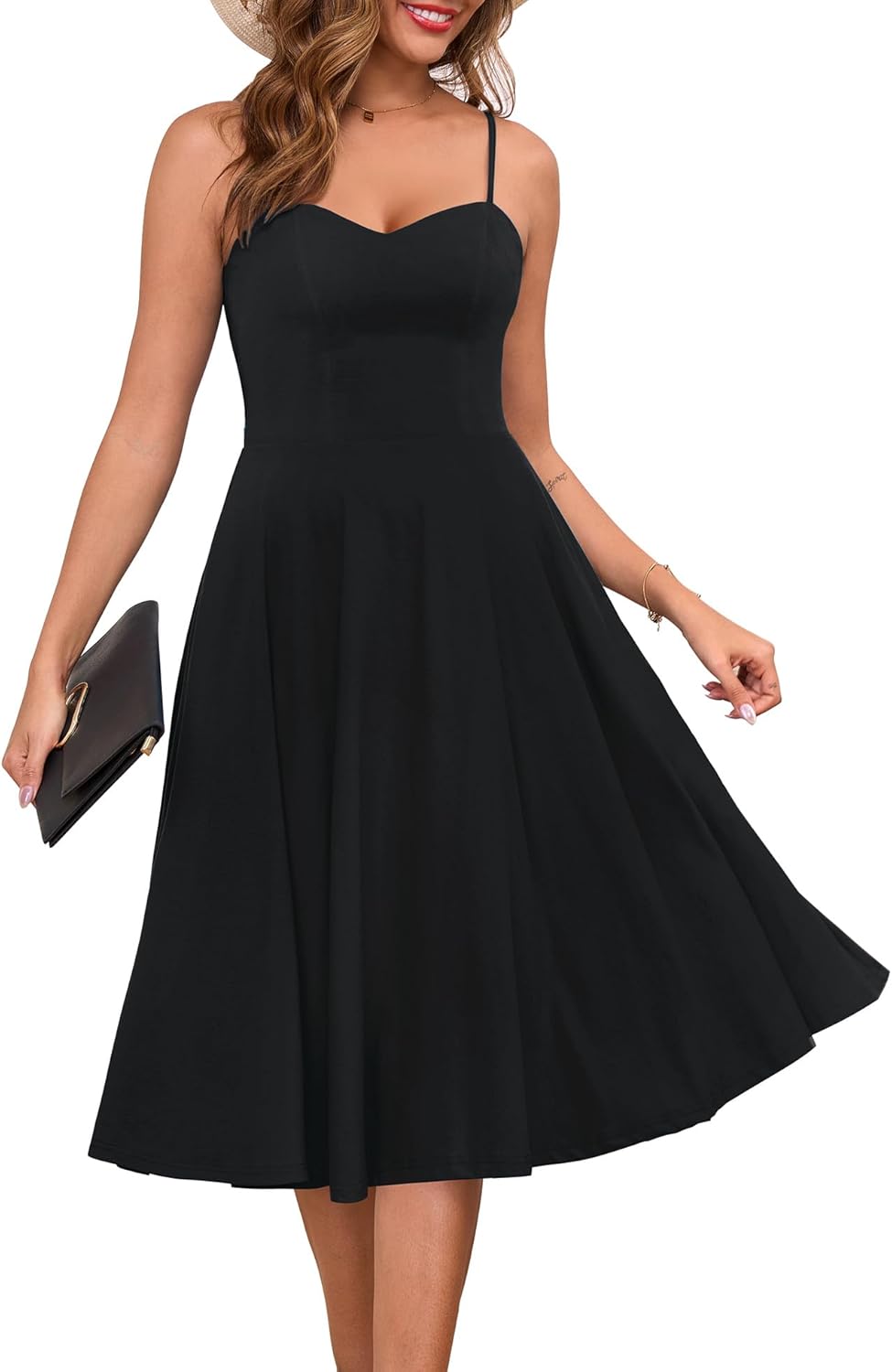 Zattcas Womens Sleeveless Midi Sundress with Pockets for Parties
