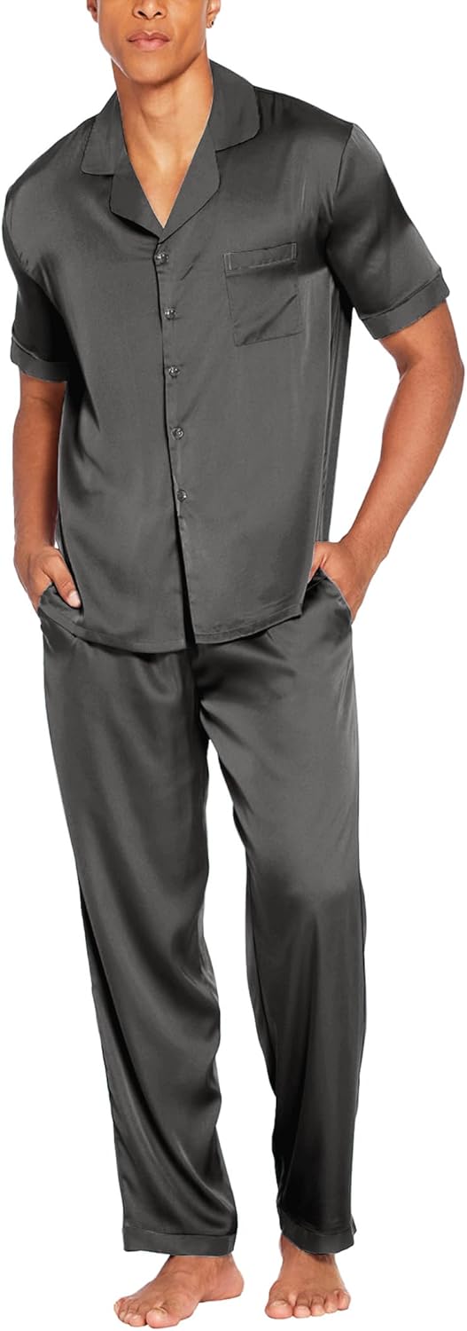 Ekouaer Men Satin Silk Pajamas Set for Ultimate Comfort