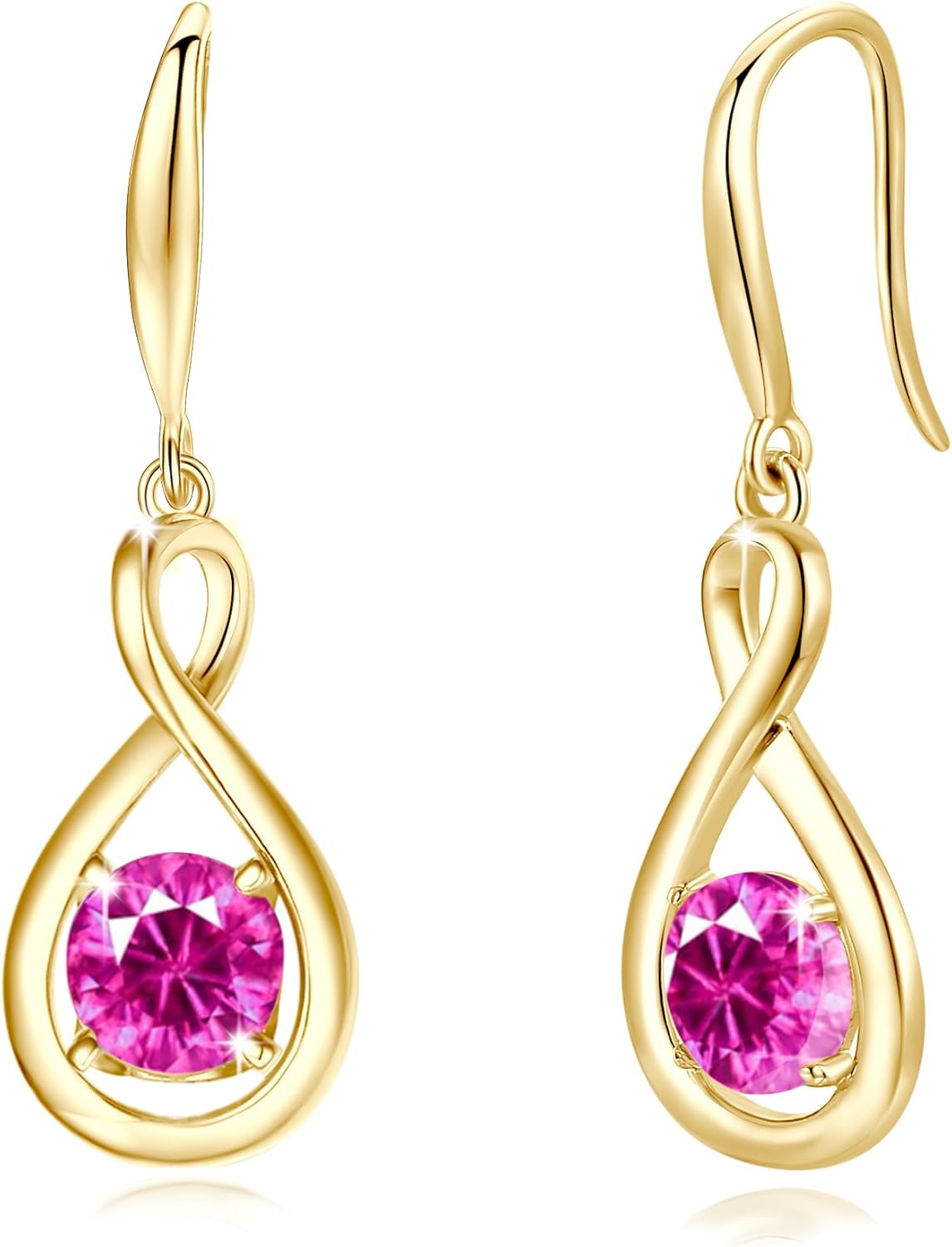 Dangle Drop Earrings in 925 Sterling Silver with Birthstone Design