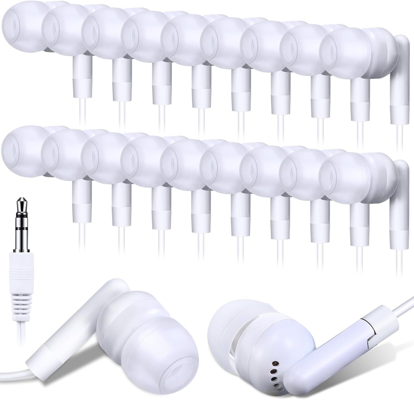 Kanayu 100 Pack Wired Earbuds for Classroom Use and More