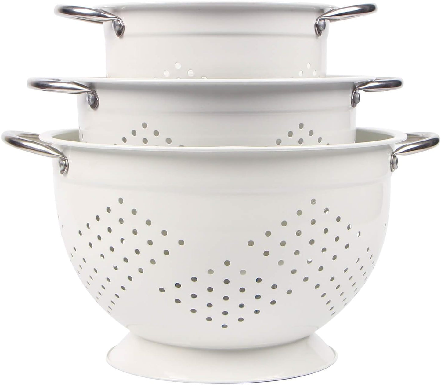 Rorence Powder Coated Steel Colanders Set: 1.5, 3, & 5 Quart