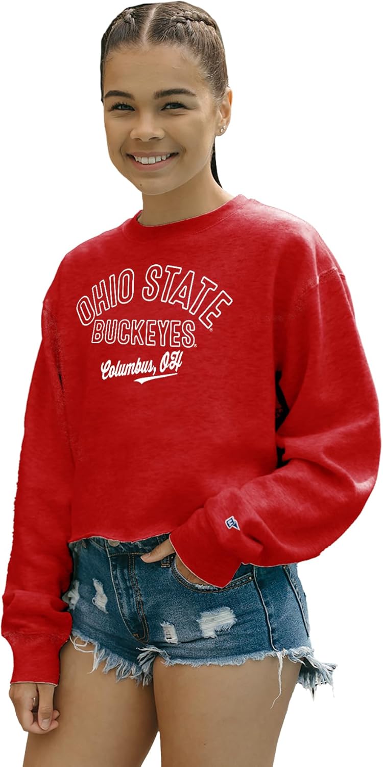 Ohio State Buckeyes Women's Crop Crewneck Sweatshirt - Team Color