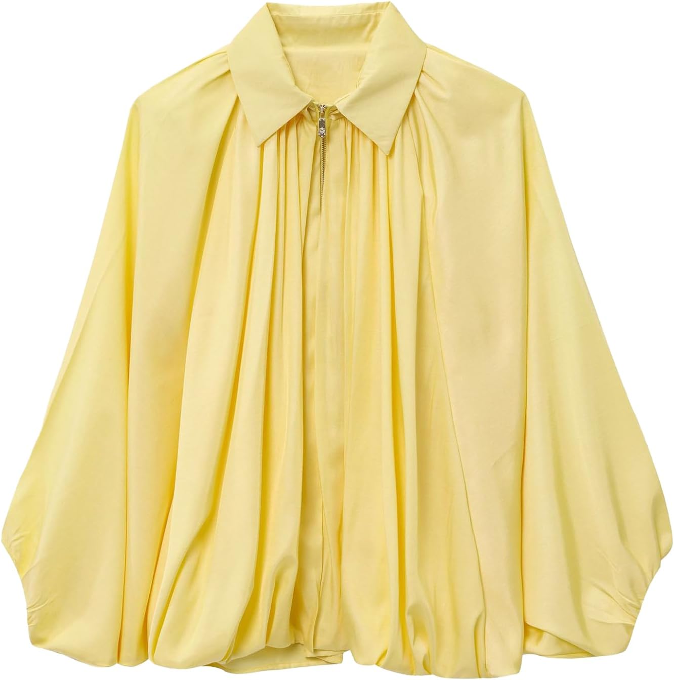 Womens Puffed Bomber Jacket with Batwing Sleeves for Style