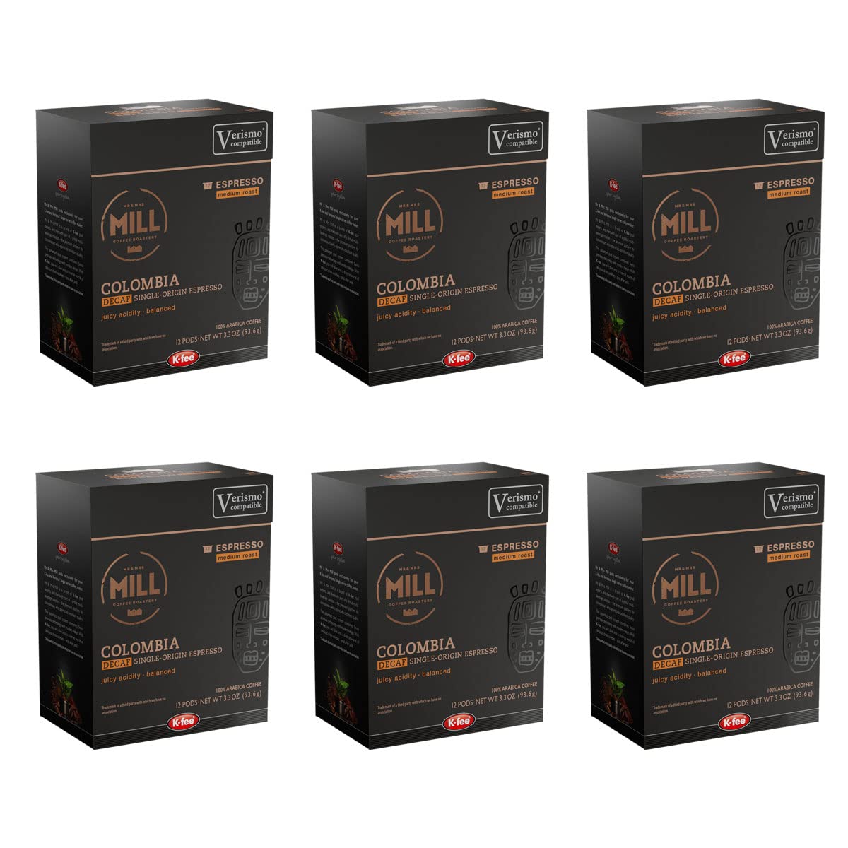 Colombia Decaf Espresso Pods | K-FEE & Verismo Compatible | 72 Pods