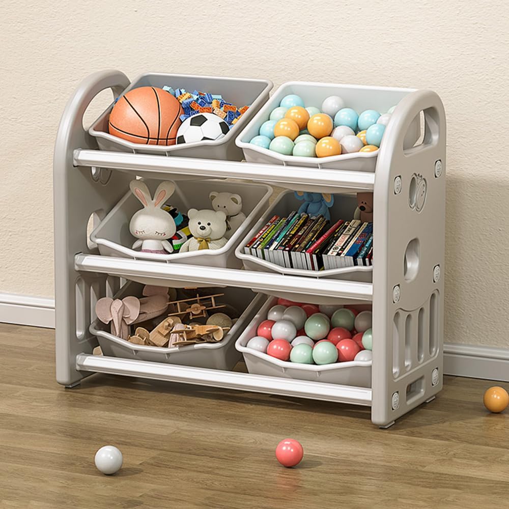 Kids Toy Storage Organizer with 6 Bins for Playroom and Bedroom