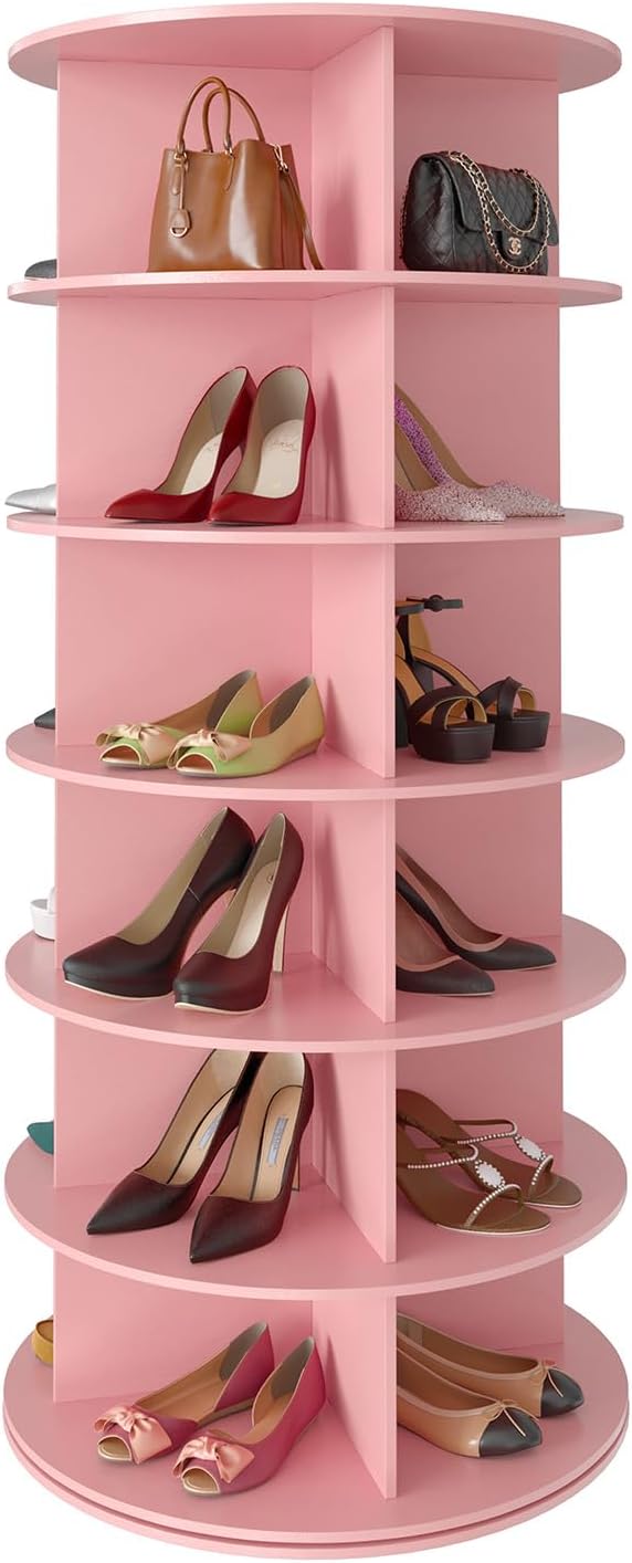 SpaceAid 6 Tier Rotating Shoe Rack Tower for Closet Organization