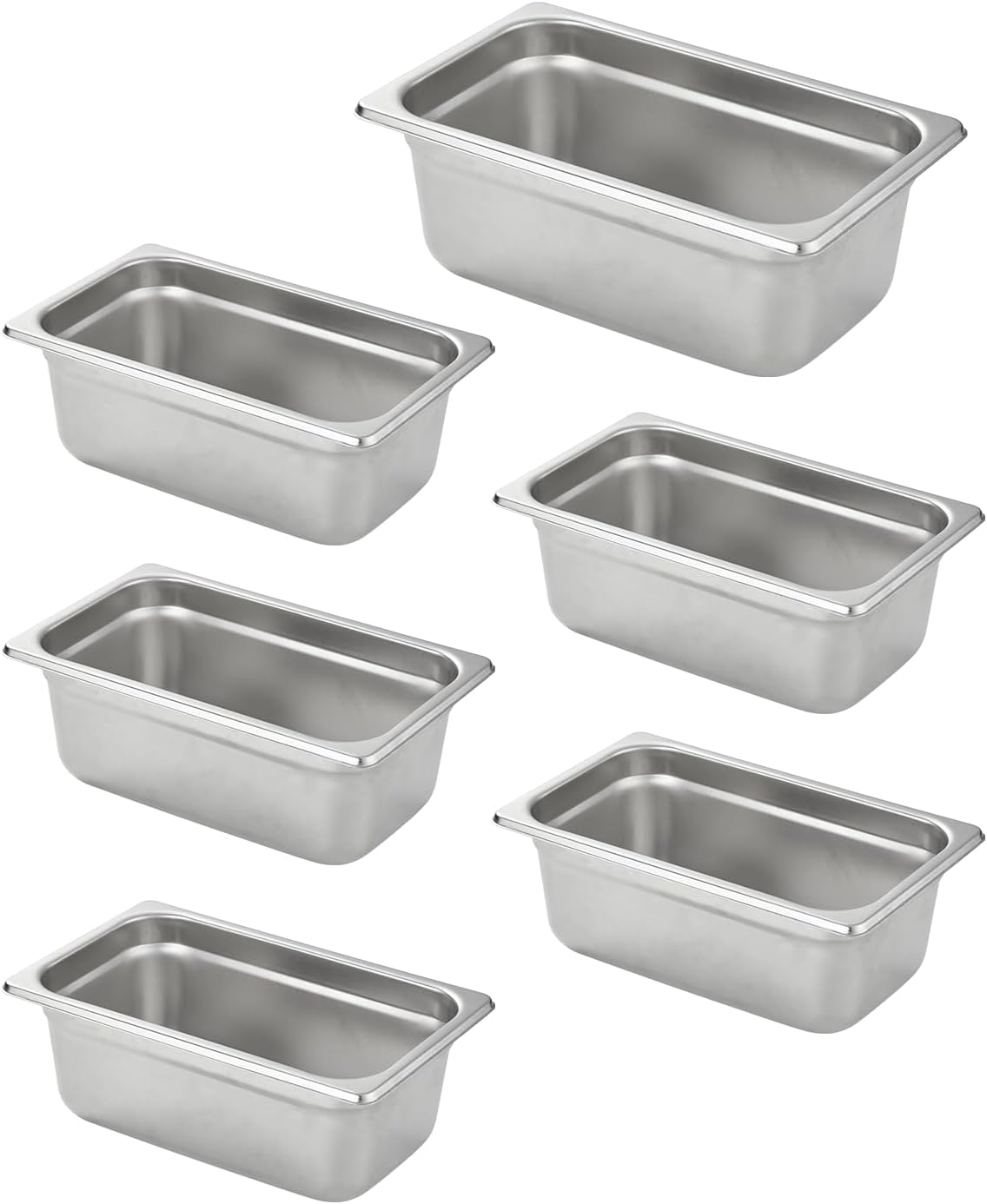 HECMAC 6 Pack Anti-Jam Hotel Pans for Catering and Storage