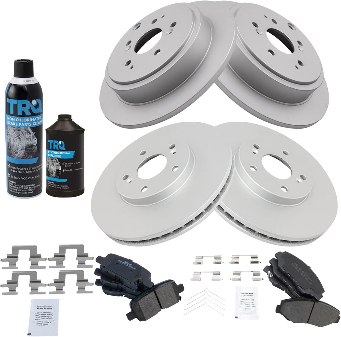 TRQ Front and Rear Brake Pad & Rotor Kit for Honda Pilot