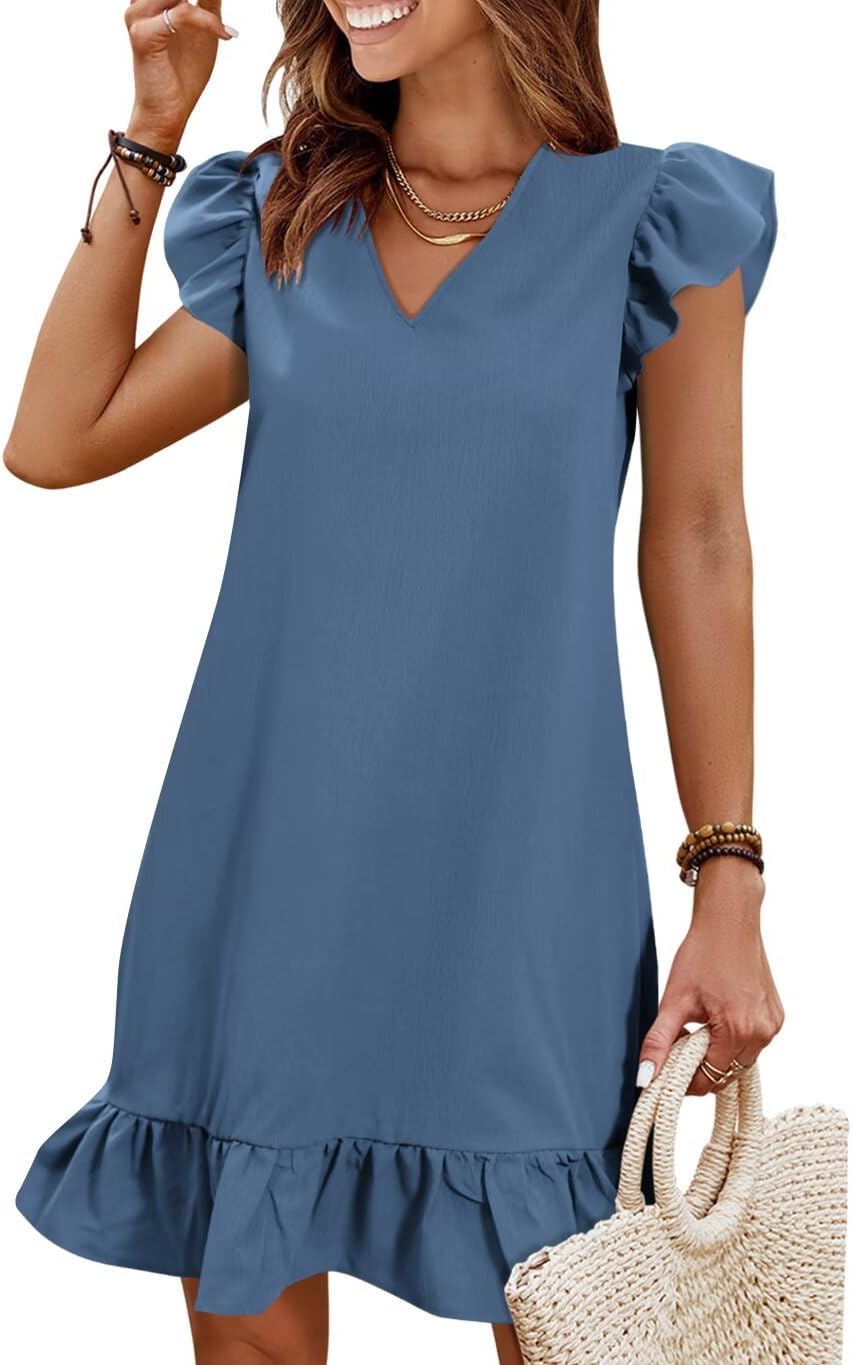 QACOHU Spring Summer Dresses for Women with Ruffle Hem Style