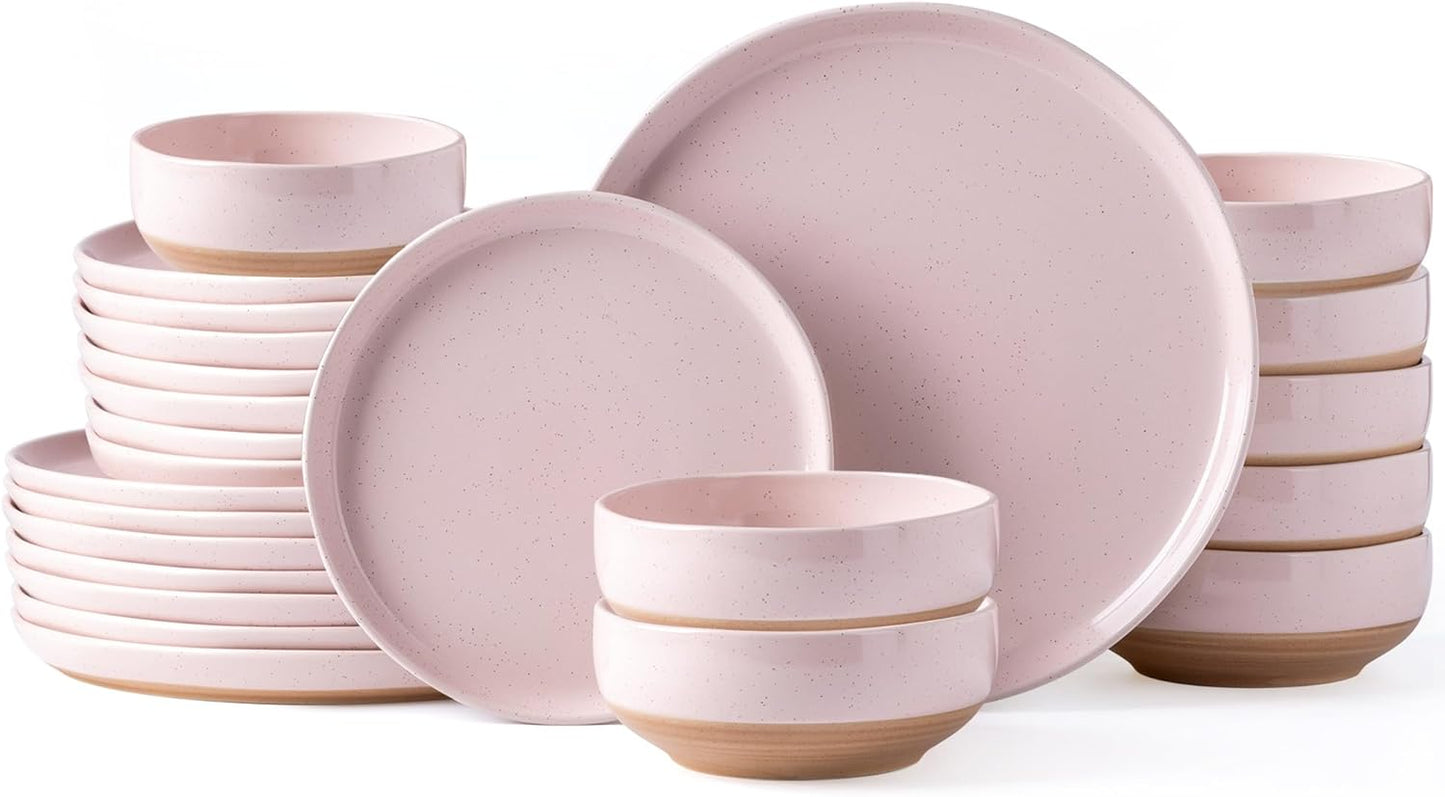 AmorArc Ceramic Dinnerware Set for 8 - 24 Pieces in Pink