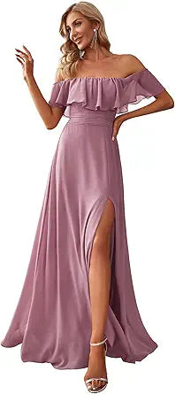 Ever-Pretty Off The Shoulder Ruffle Maxi Dress for Summer Fun