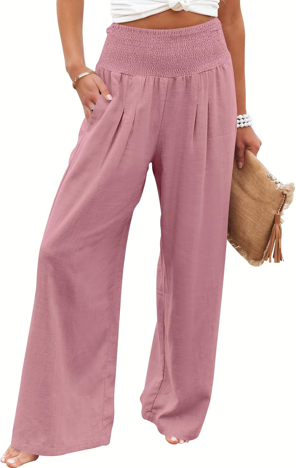 Women Linen Palazzo Pants for Summer Boho Style and Comfort