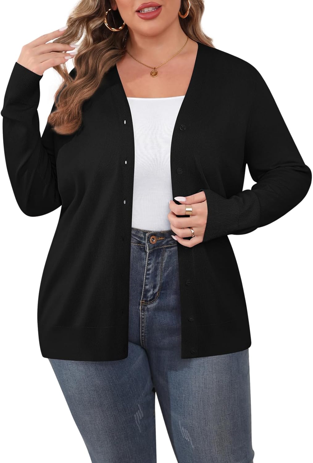 Plus Size Cardigan for Women by TIANZHU - Comfy Lightweight Sweater