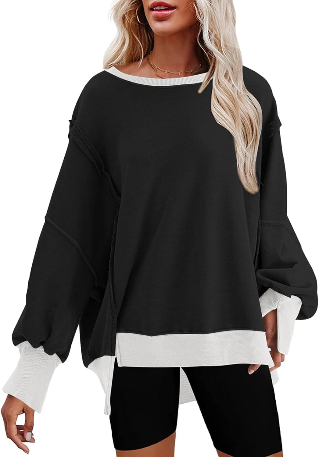 SHEWIN Womens Oversized Reverse Seam Sweatshirt Review
