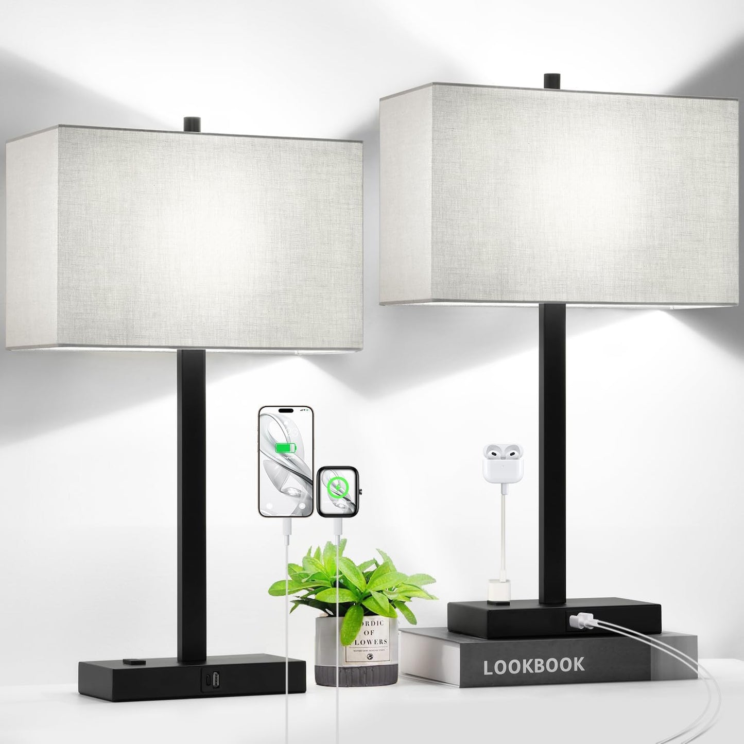 21 Touch Bedside Lamps with USB & AC Outlets for Modern Homes