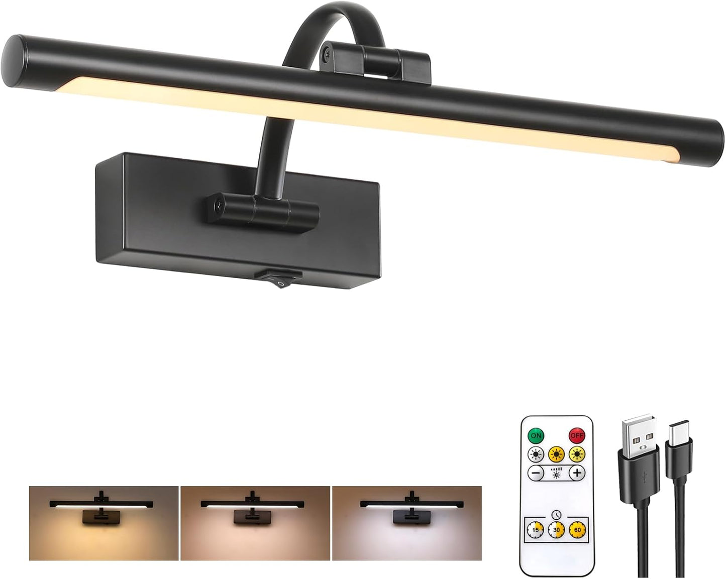 Wireless Battery Operated Picture Light for Art Display