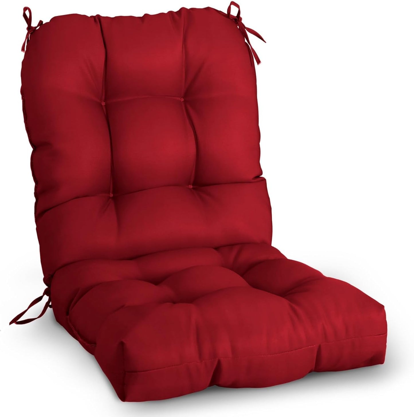 Tufted Outdoor/Indoor Seat/Back Chair Cushions, Set of 1, Red