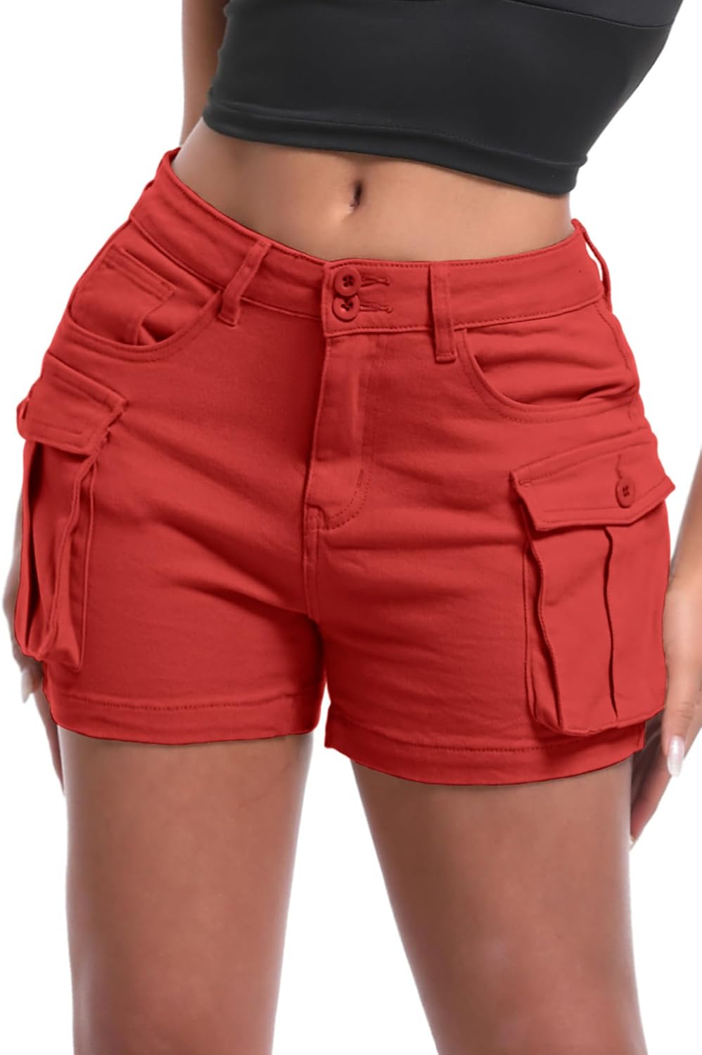 ELLEVEN Women's High-Stretch Cargo Shorts for Stylish Comfort
