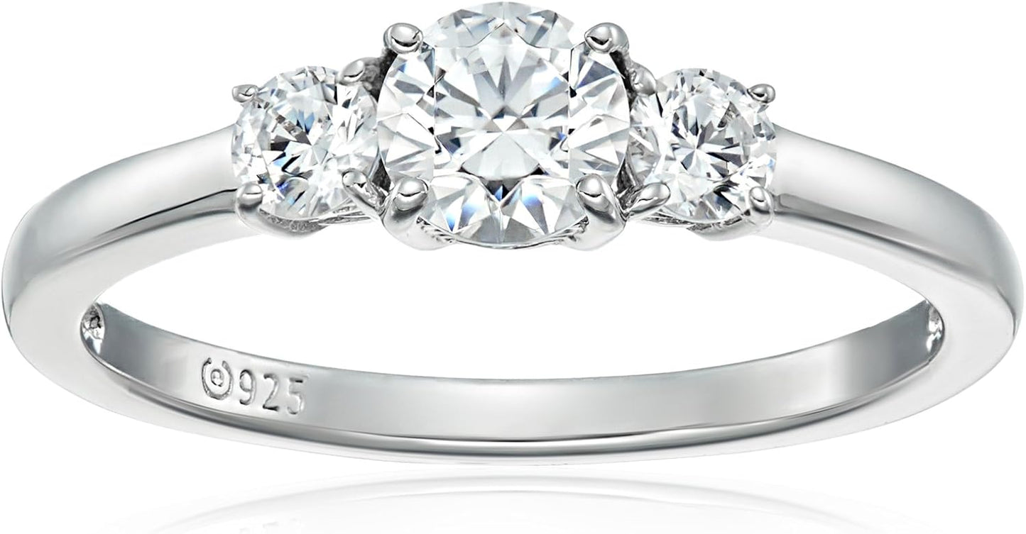 Timeless 3-Stone Ring in Platinum Plated Sterling Silver