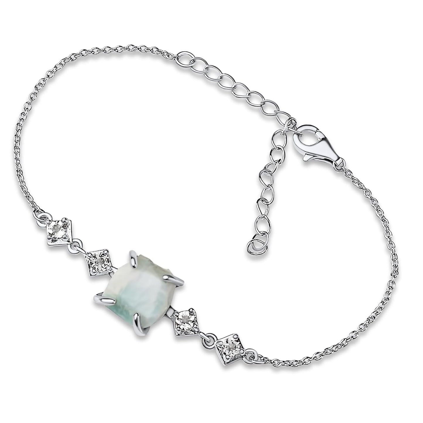 Raw Larimar Chain Bracelet Birthstone Gift for Her Special Occasions