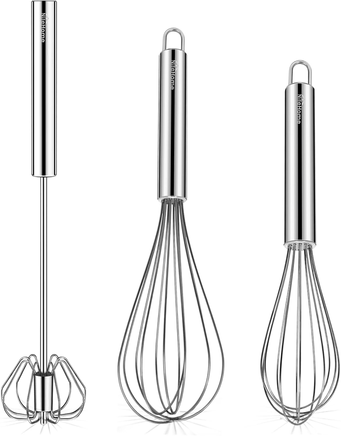 NileHome Stainless Steel Whisk Set - Effortless Mixing Trio