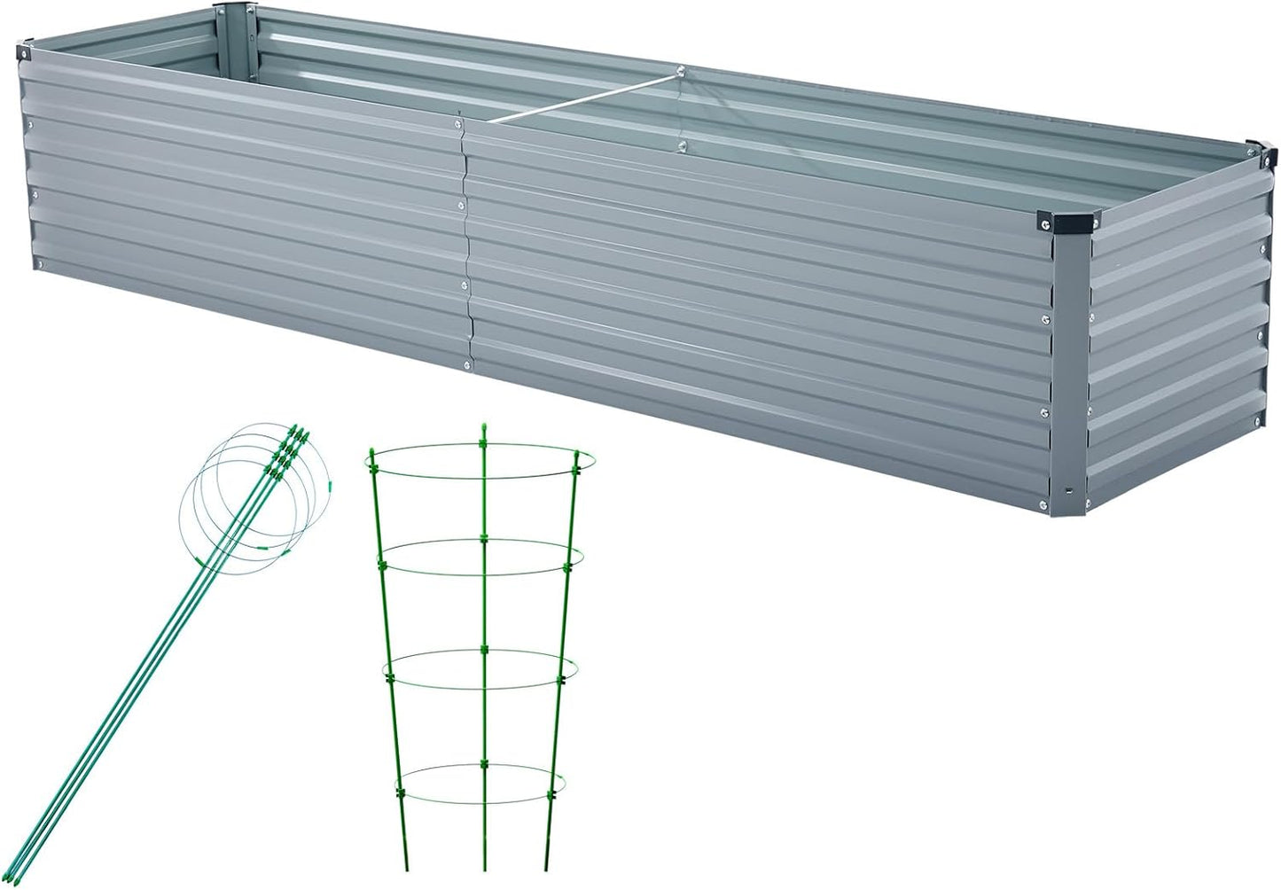 8x2x1.5ft Galvanized Raised Garden Bed for Outdoor Planting