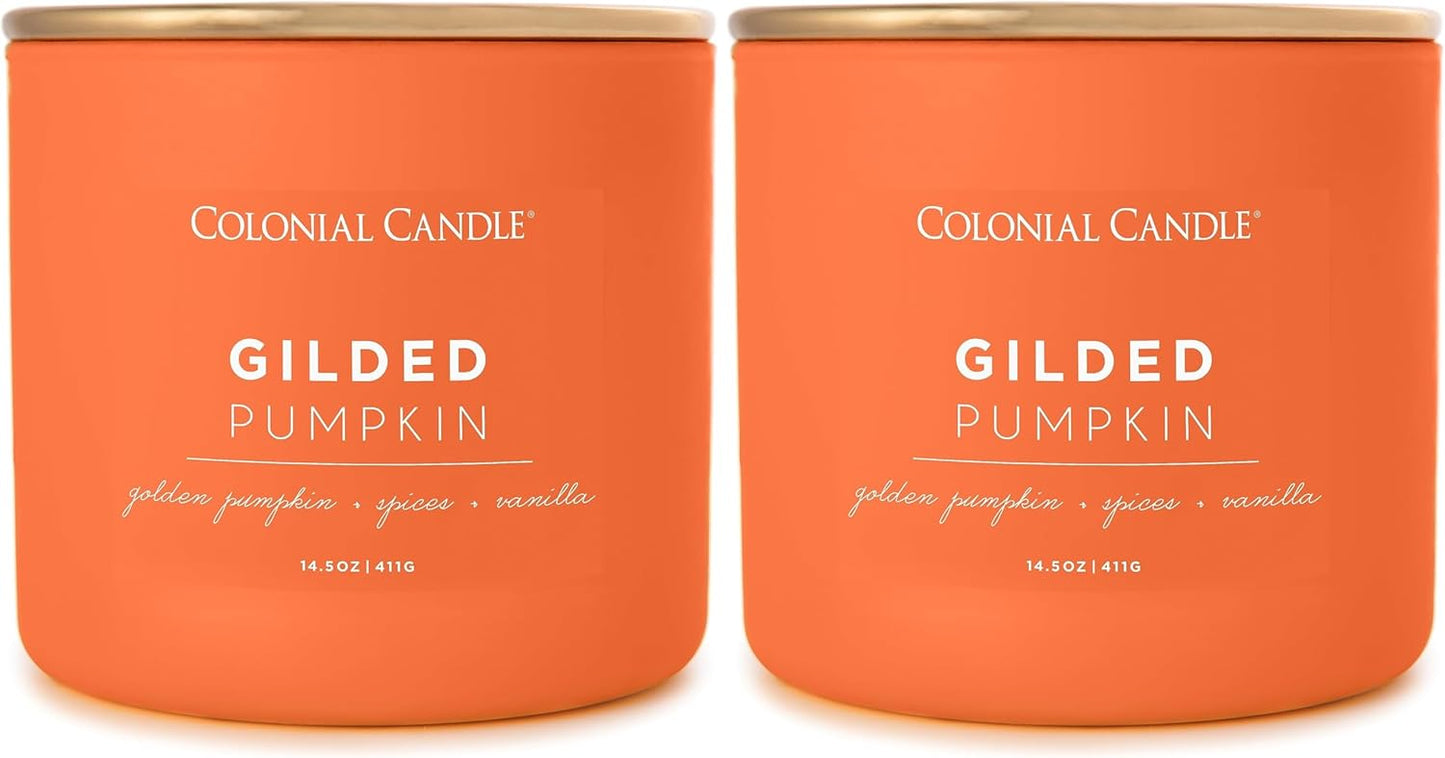 Gilded Pumpkin Scented Jar Candle for Cozy Fall Ambiance