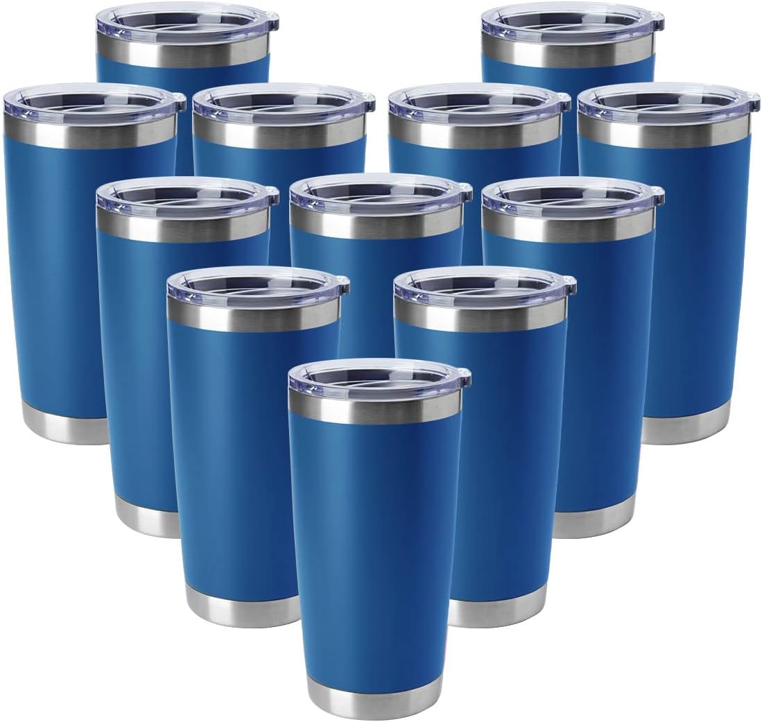 20oz Stainless Steel Tumblers for Hot and Cold Drinks - 12 Pack