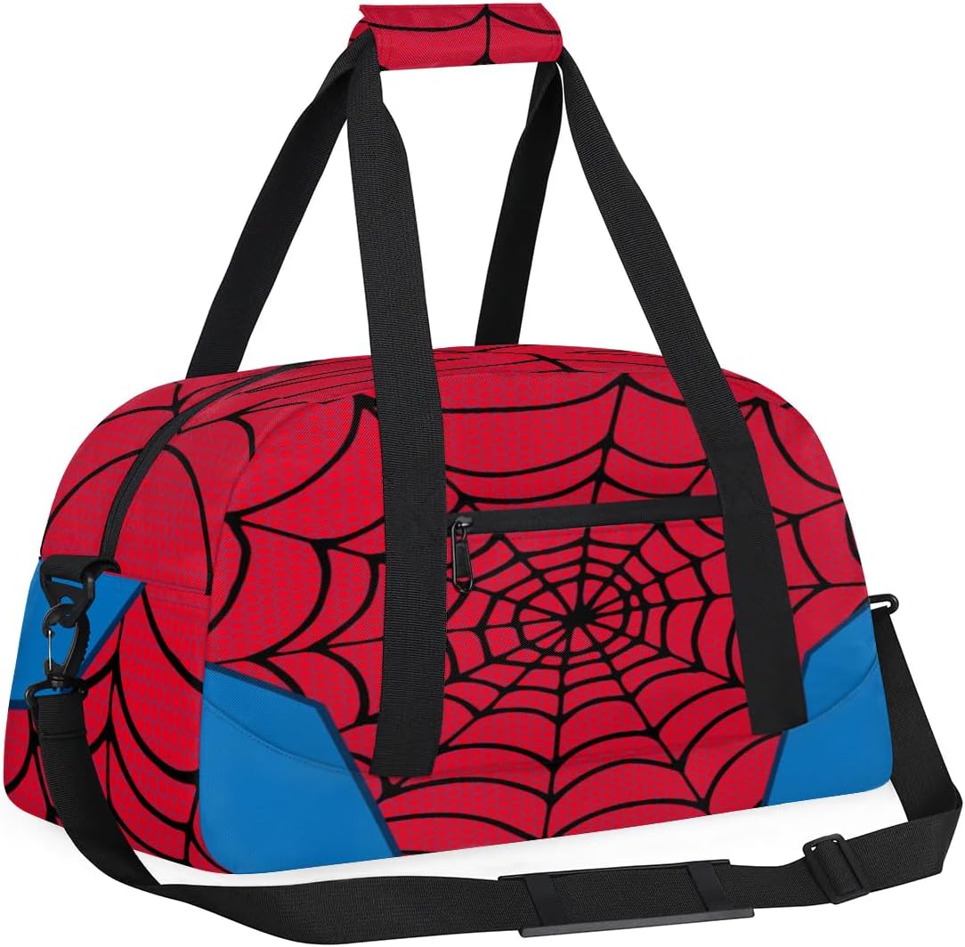 Kids Red Spider Web Duffel Bag - Stylish & Spacious!