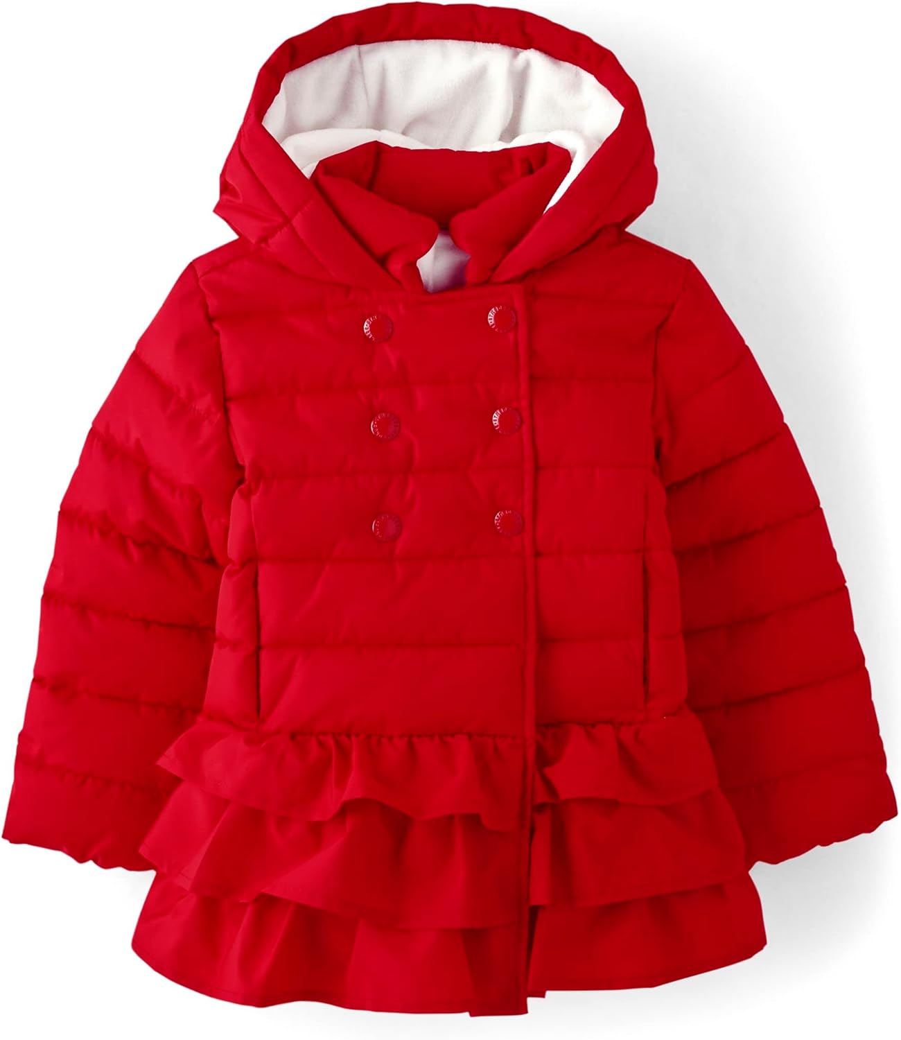 Gymboree Girls Toddler Puffer Jacket with Ruffles and Hood